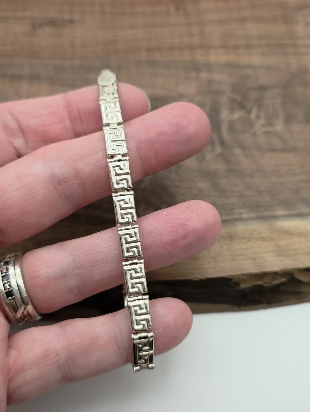 Vintage Paolo Romeo 925 Sterling Silver Greek Key Bracelet